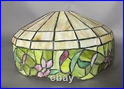 Vintage Antique Floral Leaded Slag Glass 16 Table Lamp Shade