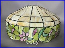 Vintage Antique Floral Leaded Slag Glass 16 Table Lamp Shade