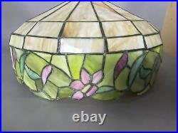 Vintage Antique Floral Leaded Slag Glass 16 Table Lamp Shade