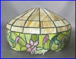 Vintage Antique Floral Leaded Slag Glass 16 Table Lamp Shade