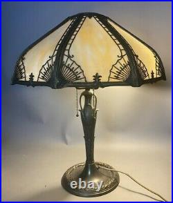 Vintage Antique Victorian Slag Glass Table Lamp