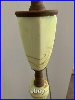 Vintage Art Deco Agate Glass Uranium Slag Glass & Cast Iron Reactive Floor Lamp