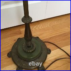 Vintage Art Deco Akro Agate Slag Jade Glass & Brass / Iron Floor Lamp works