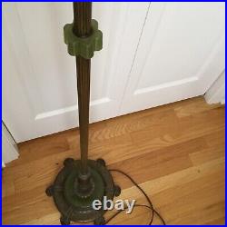 Vintage Art Deco Akro Agate Slag Jade Glass & Brass / Iron Floor Lamp works