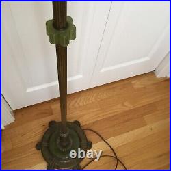 Vintage Art Deco Akro Agate Slag Jade Glass & Brass / Iron Floor Lamp works