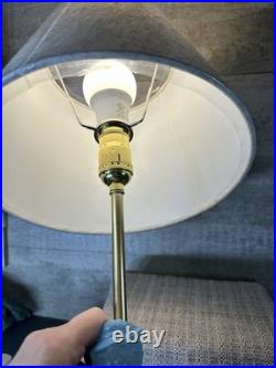 Vintage Art Deco Blue Slag Glass Boudoir Lamp -Figural Boy on Bench Rare 1930s