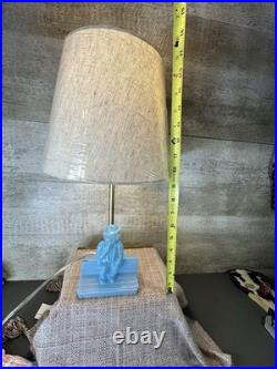 Vintage Art Deco Blue Slag Glass Boudoir Lamp -Figural Boy on Bench Rare 1930s Vintage Art Deco Blue Slag Glass Boudoir Lamp -Figural Boy on Bench Rare 1930s
