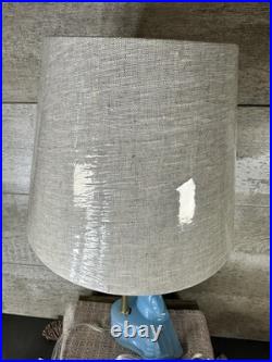 Vintage Art Deco Blue Slag Glass Boudoir Lamp -Figural Boy on Bench Rare 1930s