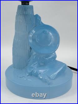 Vintage Art Deco Blue Slag Glass Siesta Lamp Mexican Man Cactus Houzex Akro