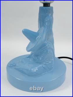 Vintage Art Deco Blue Slag Glass Siesta Lamp Mexican Man Cactus Houzex Akro