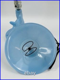 Vintage Art Deco Blue Slag Glass Siesta Lamp Mexican Man Cactus Houzex Akro