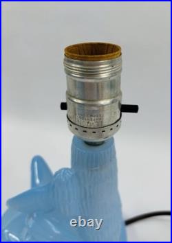 Vintage Art Deco Blue Slag Glass Siesta Lamp Mexican Man Cactus Houzex Akro