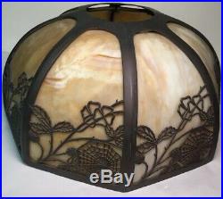 Vintage Art Deco Cast Metal Slag/Stained Glass Lamp Shade(only) Spider Webs