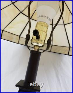 Vintage Art Deco Handmade Slag Glass Shade Cast Iron Table Lamp 22x14 READ Vintage Art Deco Handmade Slag Glass Shade Cast Iron Table Lamp 22x14 READ