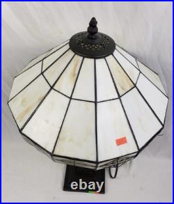 Vintage Art Deco Handmade Slag Glass Shade Cast Iron Table Lamp 22x14 READ