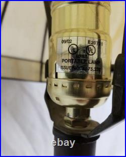 Vintage Art Deco Handmade Slag Glass Shade Cast Iron Table Lamp 22x14 READ