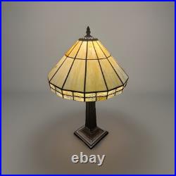 Vintage Art Deco Handmade Slag Glass Shade Cast Iron Table Lamp Tiffany style