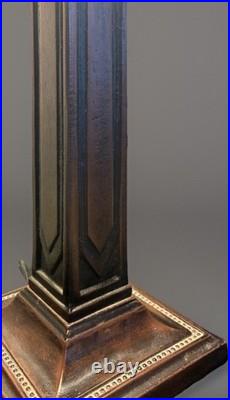 Vintage Art Deco Handmade Slag Glass Shade Cast Iron Table Lamp Tiffany style