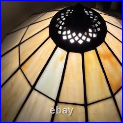 Vintage Art Deco Handmade Slag Glass Shade Cast Iron Table Lamp Tiffany style