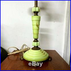 Vintage Art Deco Houze Lamp Houze Glass Slag Agate Vaseline Glass Claw Foot Base