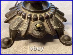 Vintage Art Deco Nouveau Cast Metal 2- Candle Stick Bulb TABLE LAMP, Slag Glass