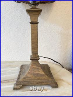 Vintage Art Deco Slag Glass Lamp with Caramel Marble Shade