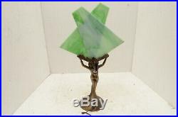 Vintage Art Deco style Nude Women Figural table lamp lighting stained slag glass
