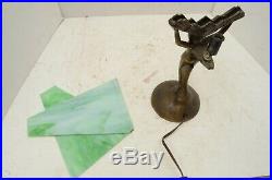 Vintage Art Deco style Nude Women Figural table lamp lighting stained slag glass