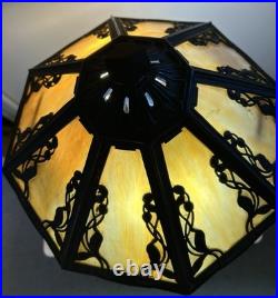 Vintage Art Nouveau Design 8 Panel Bradley & Hubbard Style Table Lamp Vintage Art Nouveau Design 8 Panel Bradley & Hubbard Style Table Lamp