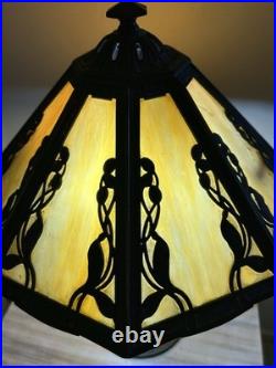 Vintage Art Nouveau Design 8 Panel Bradley & Hubbard Style Table Lamp Vintage Art Nouveau Design 8 Panel Bradley & Hubbard Style Table Lamp