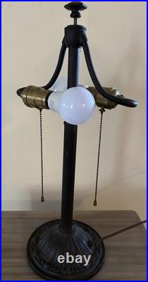 Vintage Art Nouveau Design 8 Panel Bradley & Hubbard Style Table Lamp