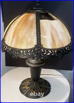 Vintage Art Nouveau Slag Glass Lamp Needs Repair