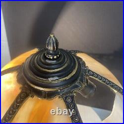Vintage Art Nouveau Slag Glass Lamp Needs Repair