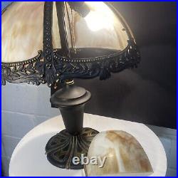 Vintage Art Nouveau Slag Glass Lamp Needs Repair
