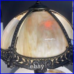 Vintage Art Nouveau Slag Glass Lamp Needs Repair