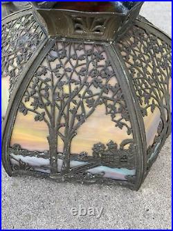 Vintage Art Nouveau Slag Glass Lampshade All Original One Broken Section