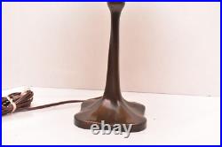 Vintage Art Nouveau Victorian 4 Panel Marbled Slag Stained Glass Table Lamp 19