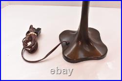 Vintage Art Nouveau Victorian 4 Panel Marbled Slag Stained Glass Table Lamp 19