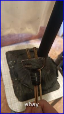 Vintage Arts & Crafts Green Stained Slag Glass Table Lamp 24 Prop Nouveau