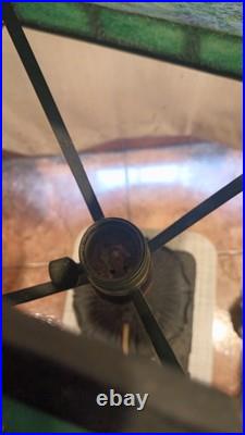 Vintage Arts & Crafts Green Stained Slag Glass Table Lamp 24 Prop Nouveau