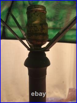 Vintage Arts & Crafts Green Stained Slag Glass Table Lamp 24 Prop Nouveau