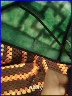 Vintage Arts & Crafts Green Stained Slag Glass Table Lamp 24 Prop Nouveau