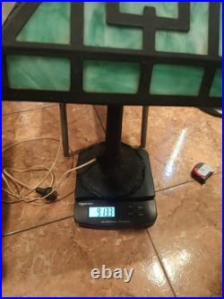 Vintage Arts & Crafts Green Stained Slag Glass Table Lamp 24 Prop Nouveau