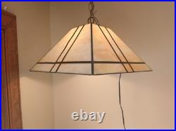 Vintage Arts & Crafts Mission Slag Copper Hanging Lamp