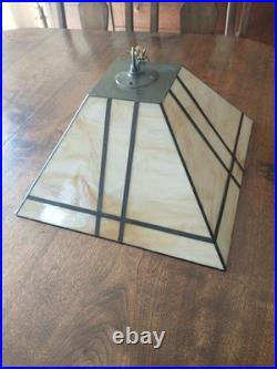 Vintage Arts & Crafts Mission Slag Copper Hanging Lamp