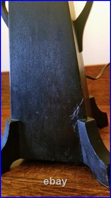 Vintage Arts & Crafts Wooden Slag Glass Table Lamp