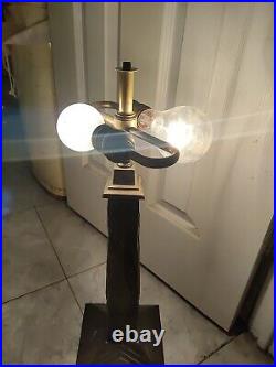Vintage Arts and Crafts Art Deco Nouveau Base Slag Glass Metal Boudoir Lamp