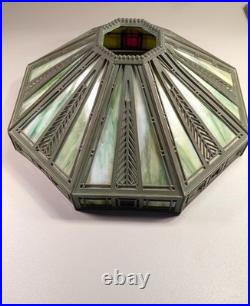 Vintage B&H 216 Arts & Crafts Slag Glass Table Lamp Original Patina