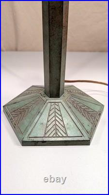 Vintage B&H 216 Arts & Crafts Slag Glass Table Lamp Original Patina