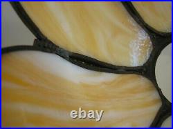 Vintage Bent Slag Glass Curved Tulip / Lotus 8 Panel Light Lamp Shade Art Noveau